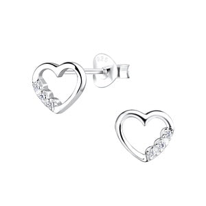 Sterling Silver Heart Ear Studs