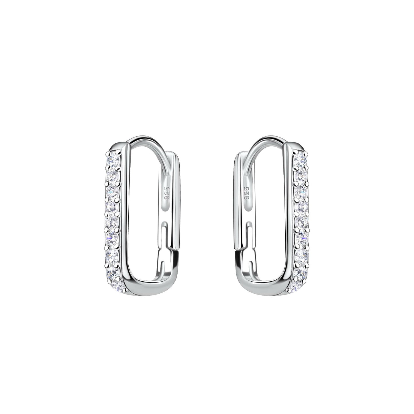 Sterling Silver Geometric Huggie Earrings