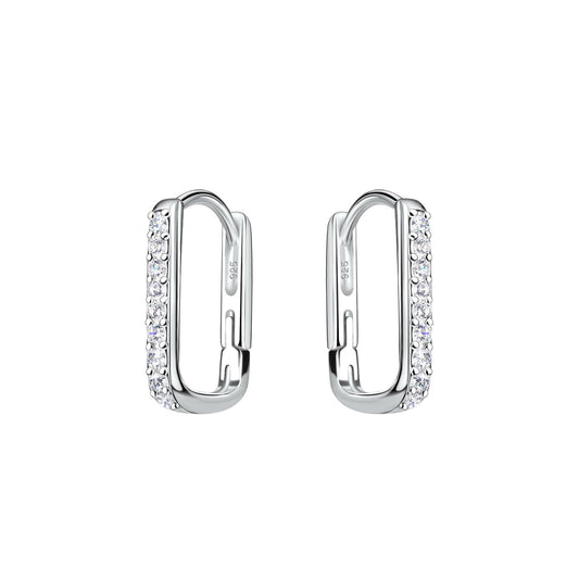 Sterling Silver Geometric Huggie Earrings