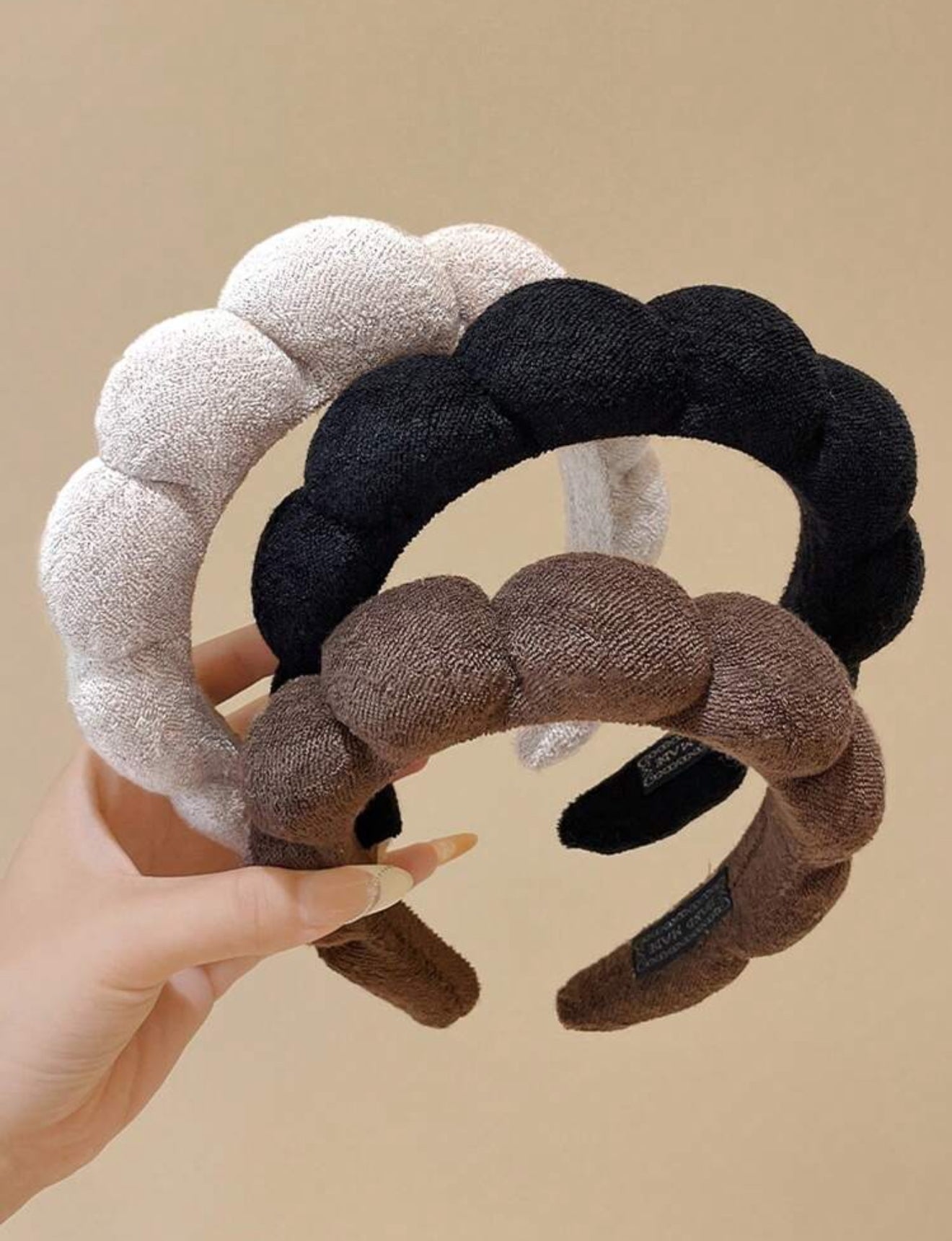 3pcs headband set - black, brown & white