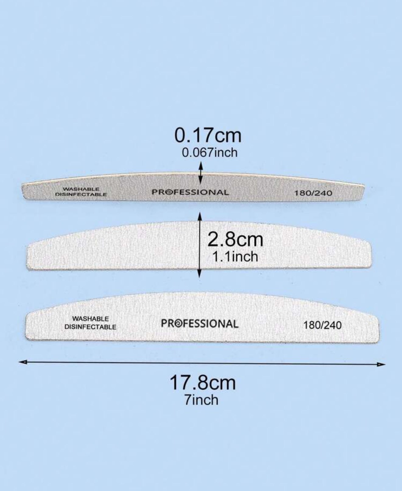 5 pc half moon 180/240 grit nail files