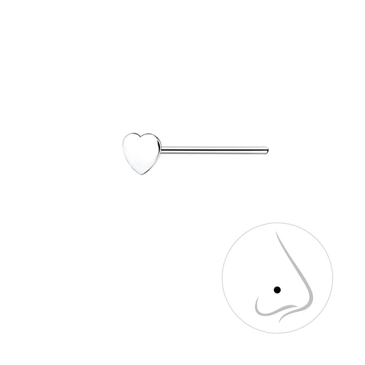 Sterling Silver Heart Nose Stud