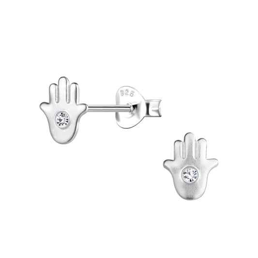 Sterling Silver Hamsa Ear Studs