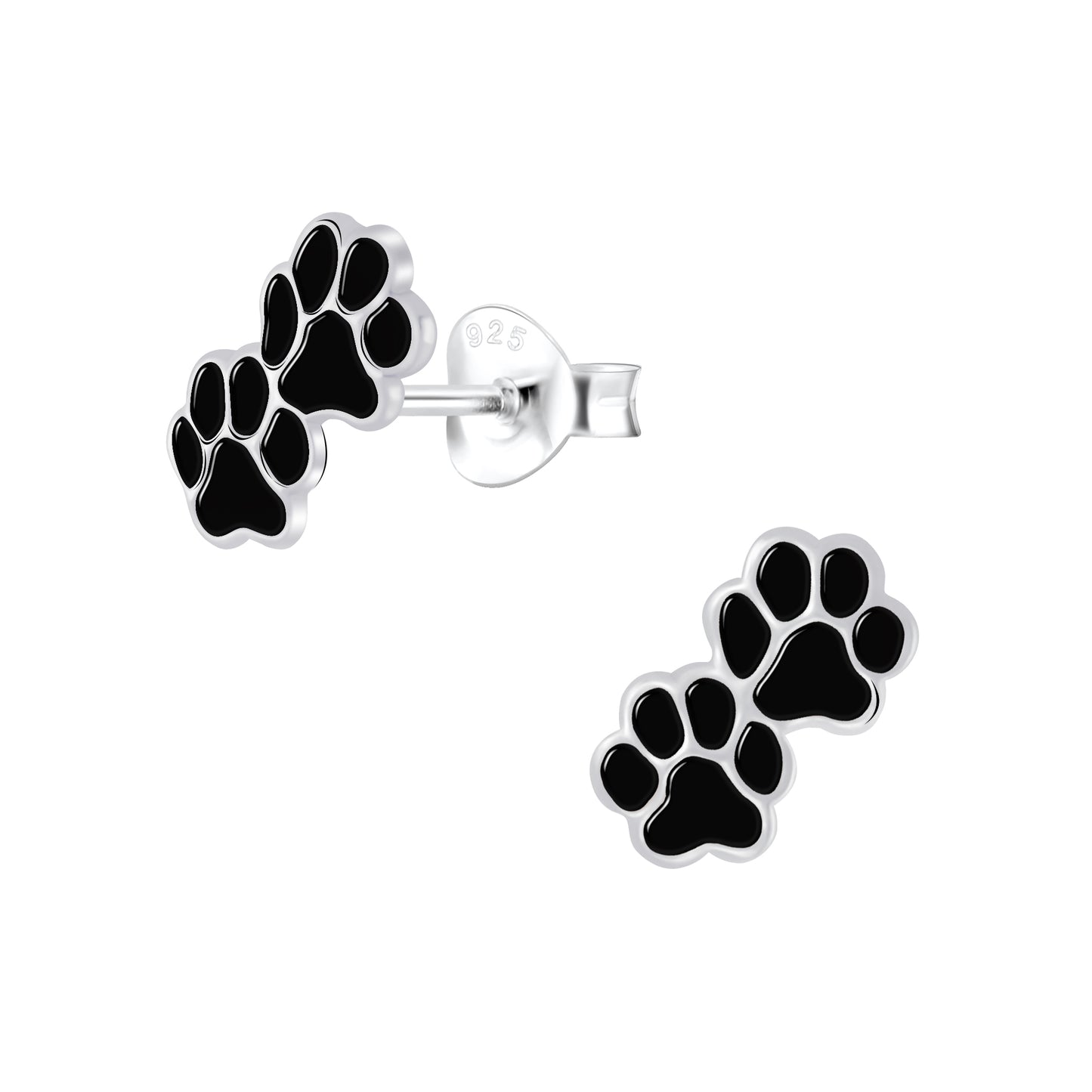 Sterling Silver Paw Print Ear Studs
