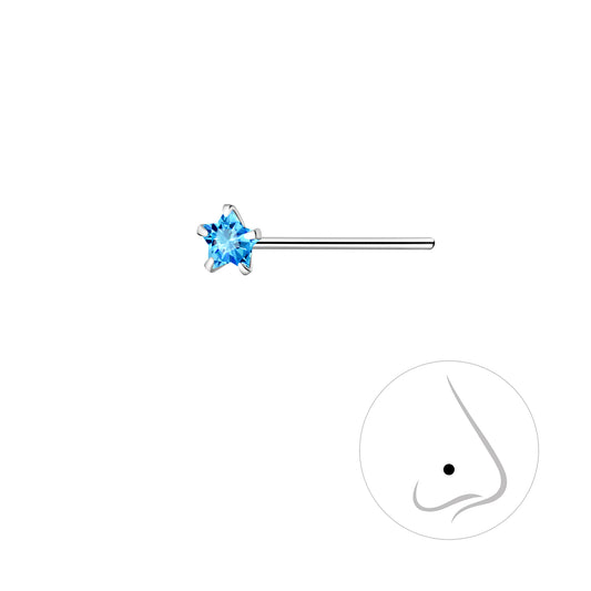 3mm Star Cubic Zirconia Sterling Silver Nose Stud
