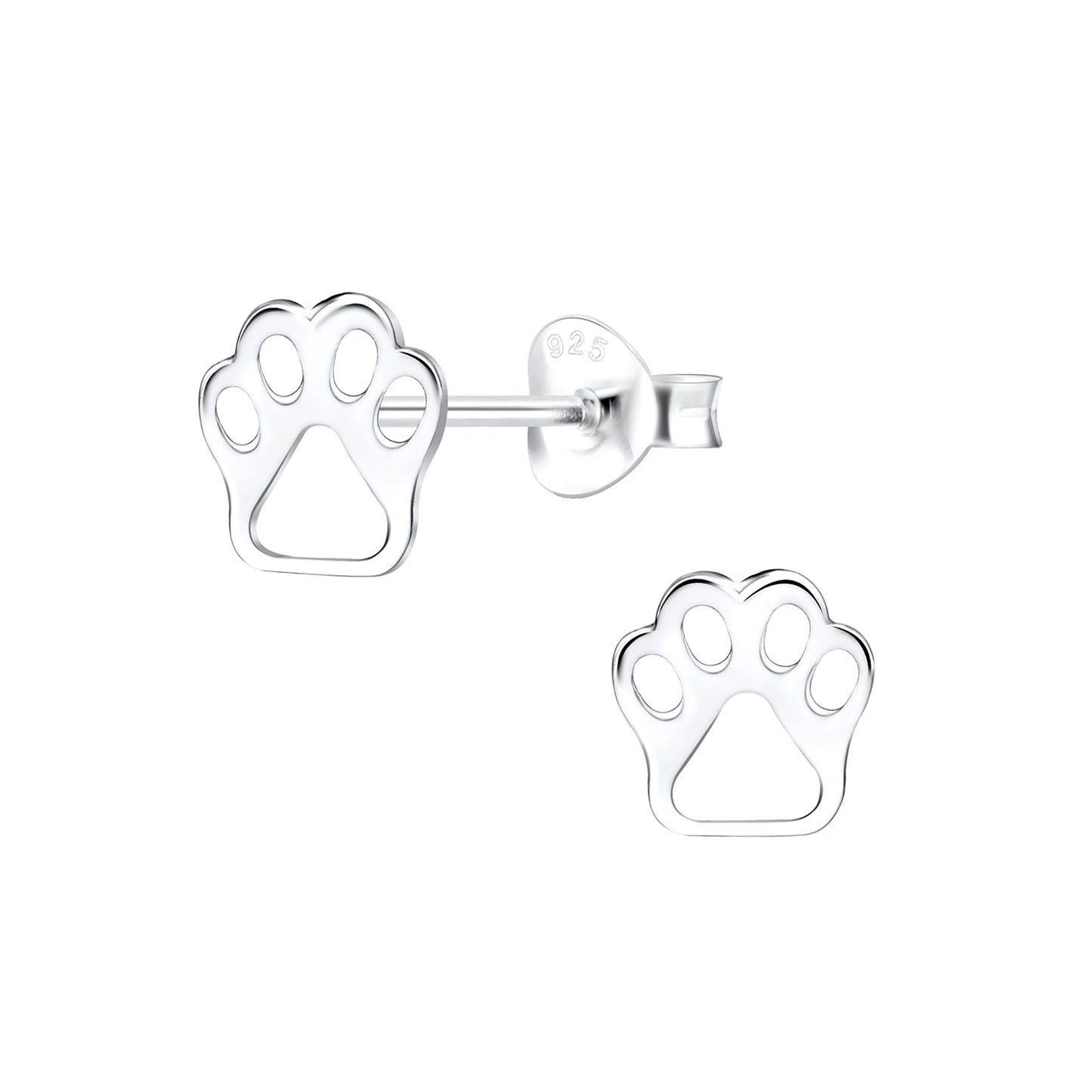 Silver Paw Print Stud Earrings