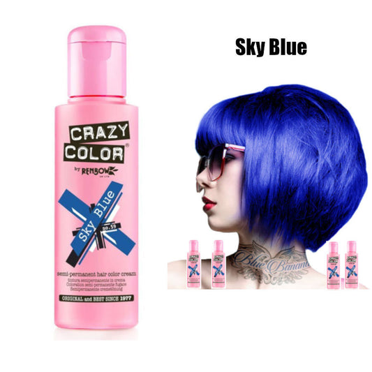 Crazy Color Semi Permanent Hair Color Cream 100ml - Sky Blue